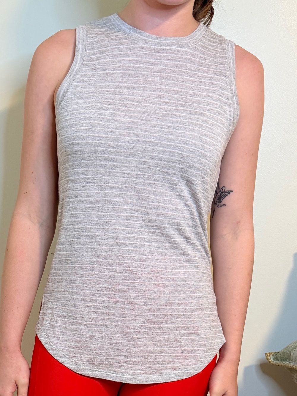 Athleta Gray Striped Modal Sleeveless Tank Top XXS Style 579798 - Picture 1 of 9